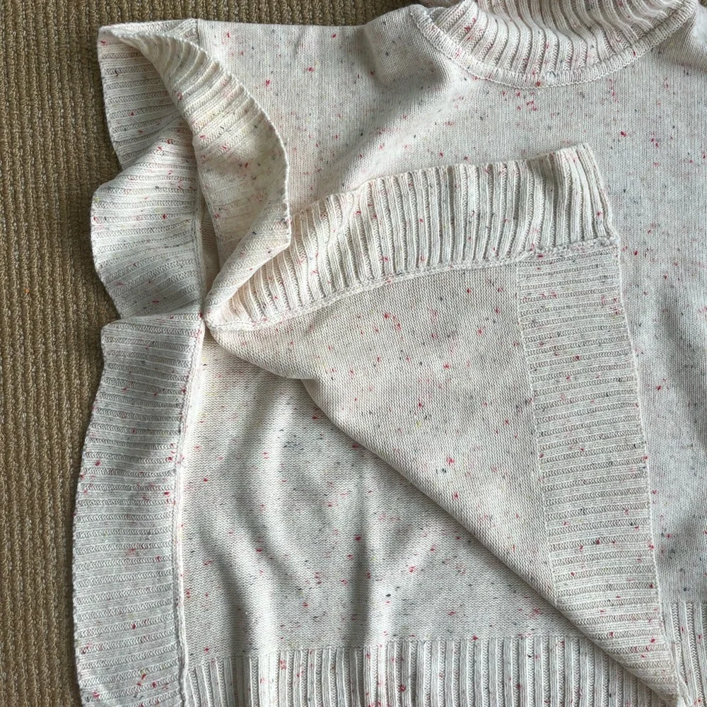 Ann Taylor Loft Flecked Pull over Cream Base Turtleneck Poncho Size M/L NWT - Picture 8 of 12